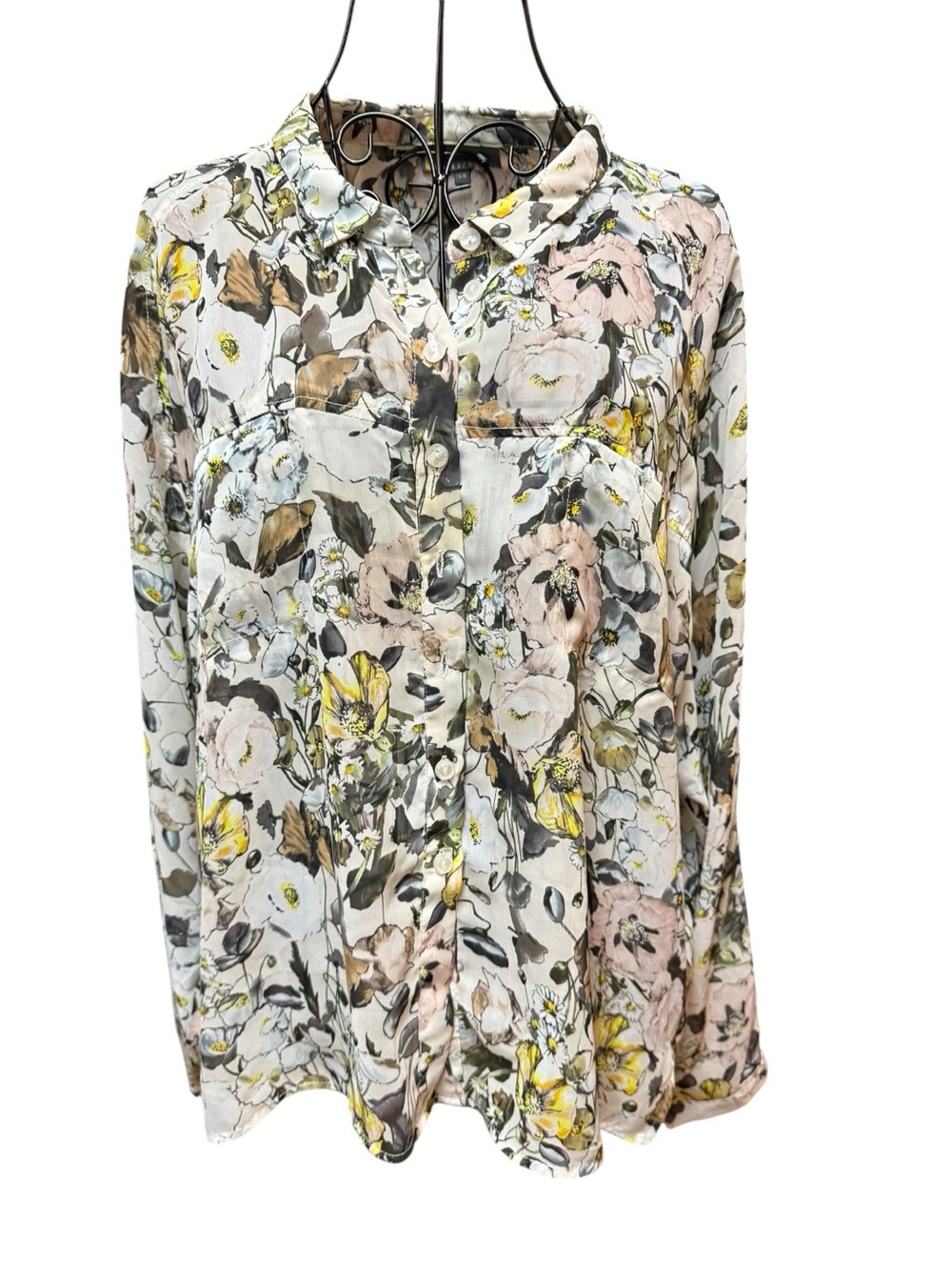 Buffalo David Bitton Floral Button-Down Shirt - White, Yellow, Pink, Gray, Brown